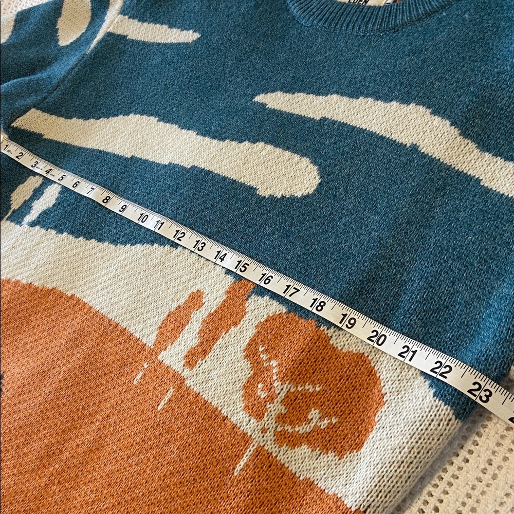 Aelfric Eden “Cow In Pasture” Prairie knit Sweater UNISEX Whimsical Size X Large - Picture 7 of 8